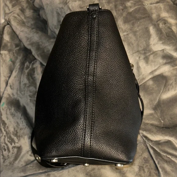 Like New Black Pebbled Leather Michael Kors Hand/Shoulder Bag With Metal Details - Picture 10 of 15